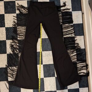 Black Fringe Flare Pants